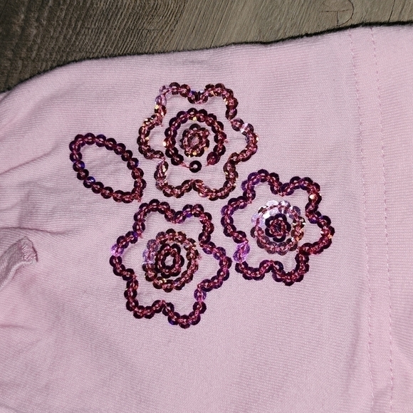 Flapdoodles Pink Shorts with Sequin Flowers on Front - Picture 2 of 4